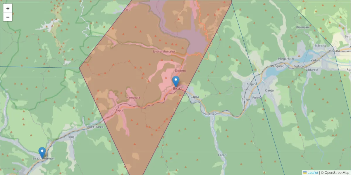 Hartă a codului poștal  și a codurilor poștale învecinate