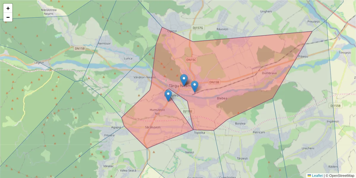 Hartă a codului poștal  și a codurilor poștale învecinate