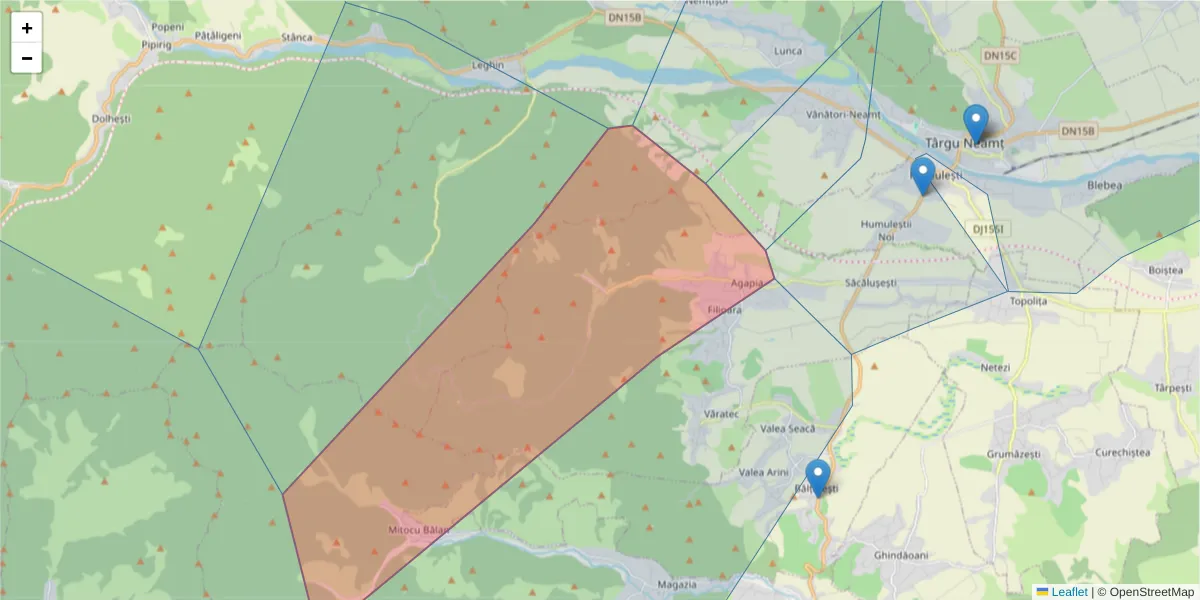 Hartă a codului poștal  și a codurilor poștale învecinate