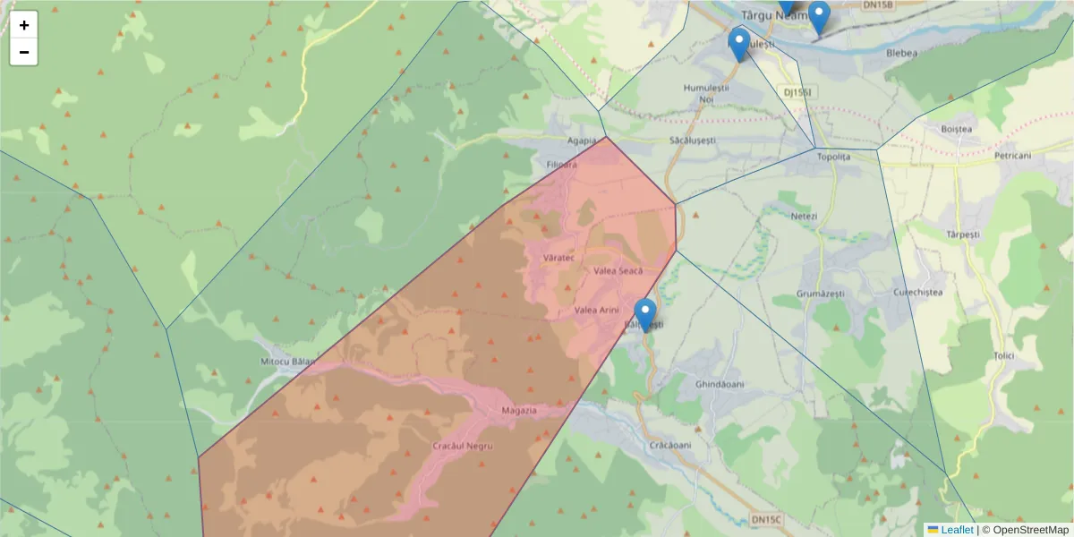 Hartă a codului poștal  și a codurilor poștale învecinate