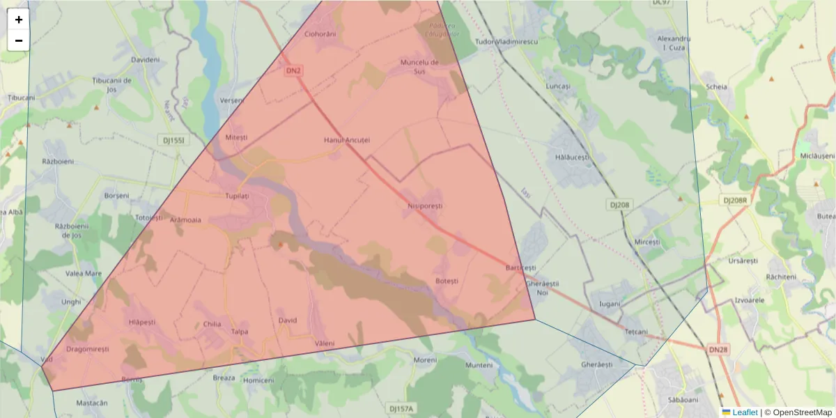Hartă a codului poștal  și a codurilor poștale învecinate