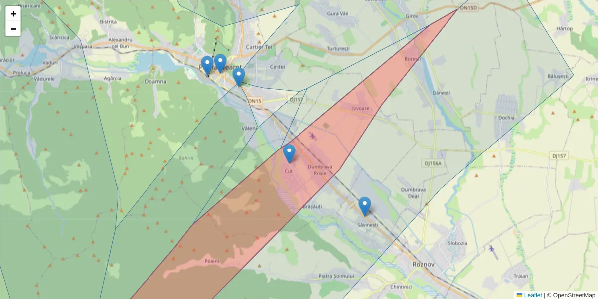 Hartă a codului poștal  și a codurilor poștale învecinate