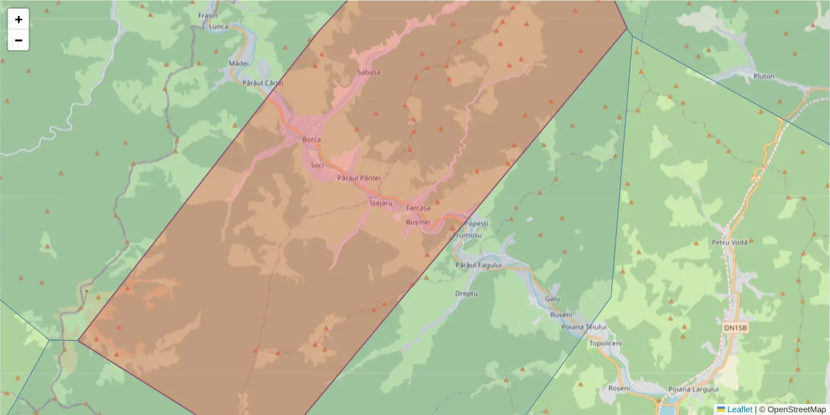 Hartă a codului poștal  și a codurilor poștale învecinate