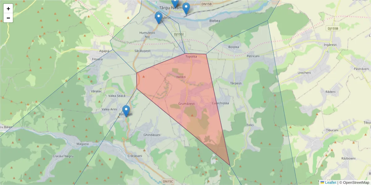 Hartă a codului poștal  și a codurilor poștale învecinate