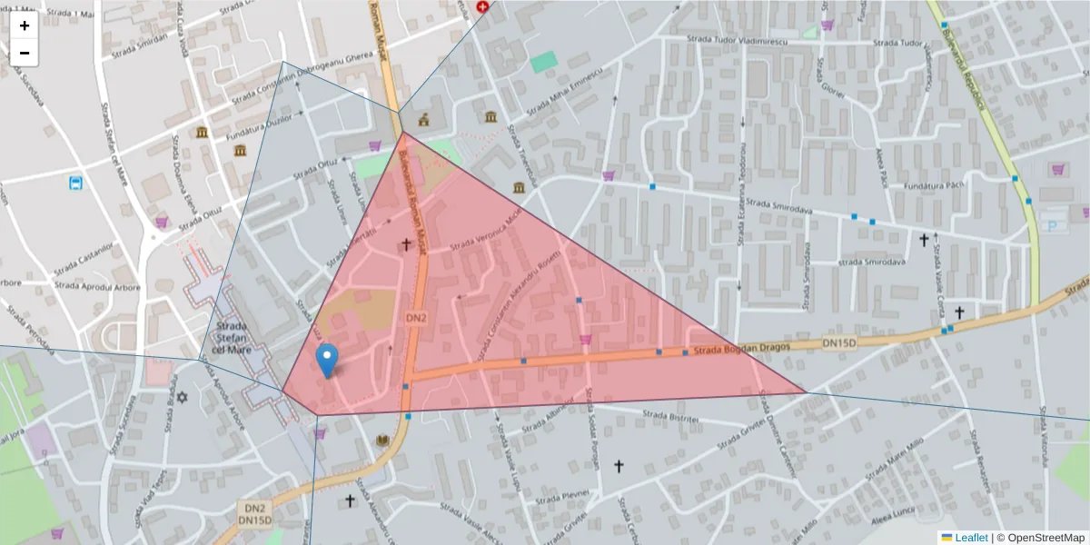 Hartă a codului poștal  și a codurilor poștale învecinate