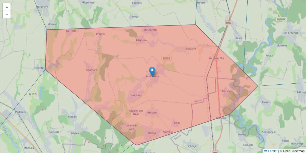 Hartă a codului poștal  și a codurilor poștale învecinate