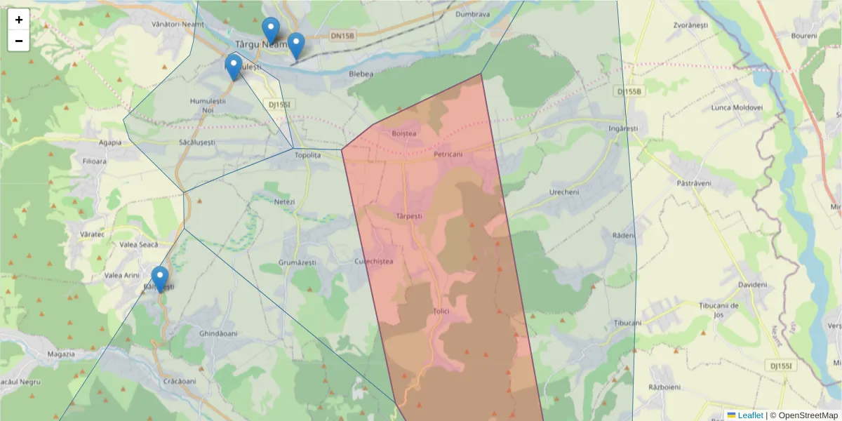 Hartă a codului poștal  și a codurilor poștale învecinate