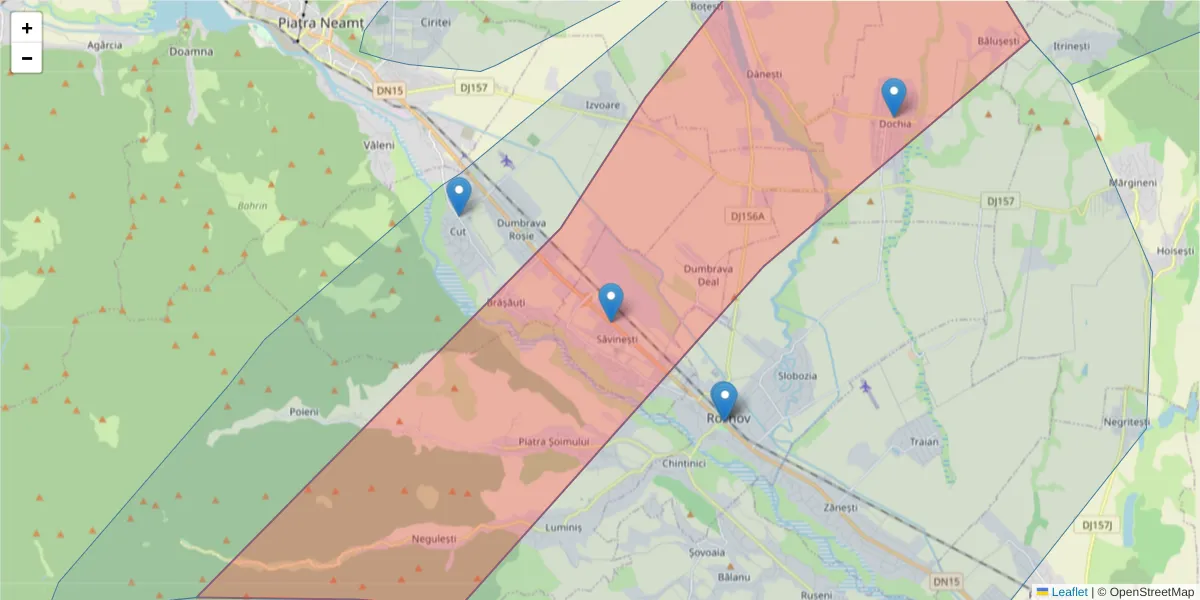 Hartă a codului poștal  și a codurilor poștale învecinate