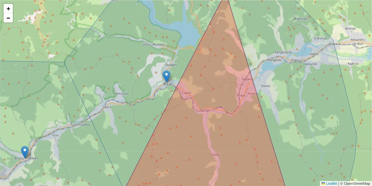 Hartă a codului poștal  și a codurilor poștale învecinate