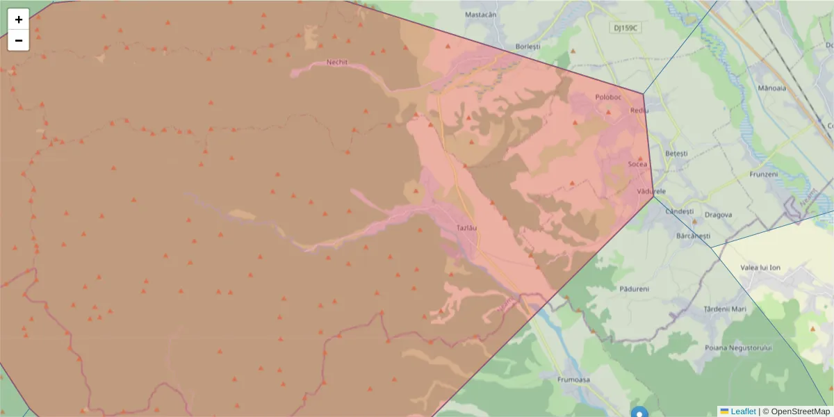 Hartă a codului poștal  și a codurilor poștale învecinate