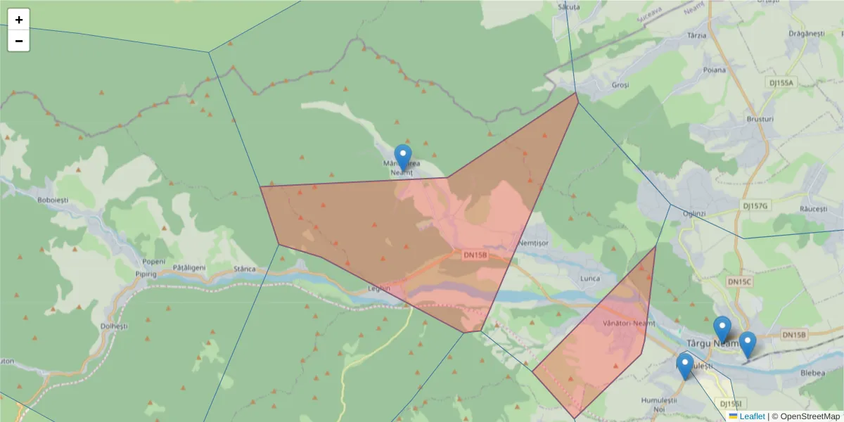 Hartă a codului poștal  și a codurilor poștale învecinate