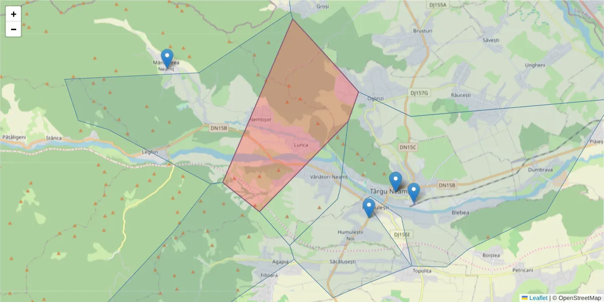 Hartă a codului poștal  și a codurilor poștale învecinate