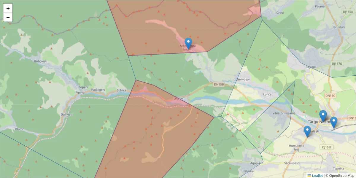 Hartă a codului poștal  și a codurilor poștale învecinate
