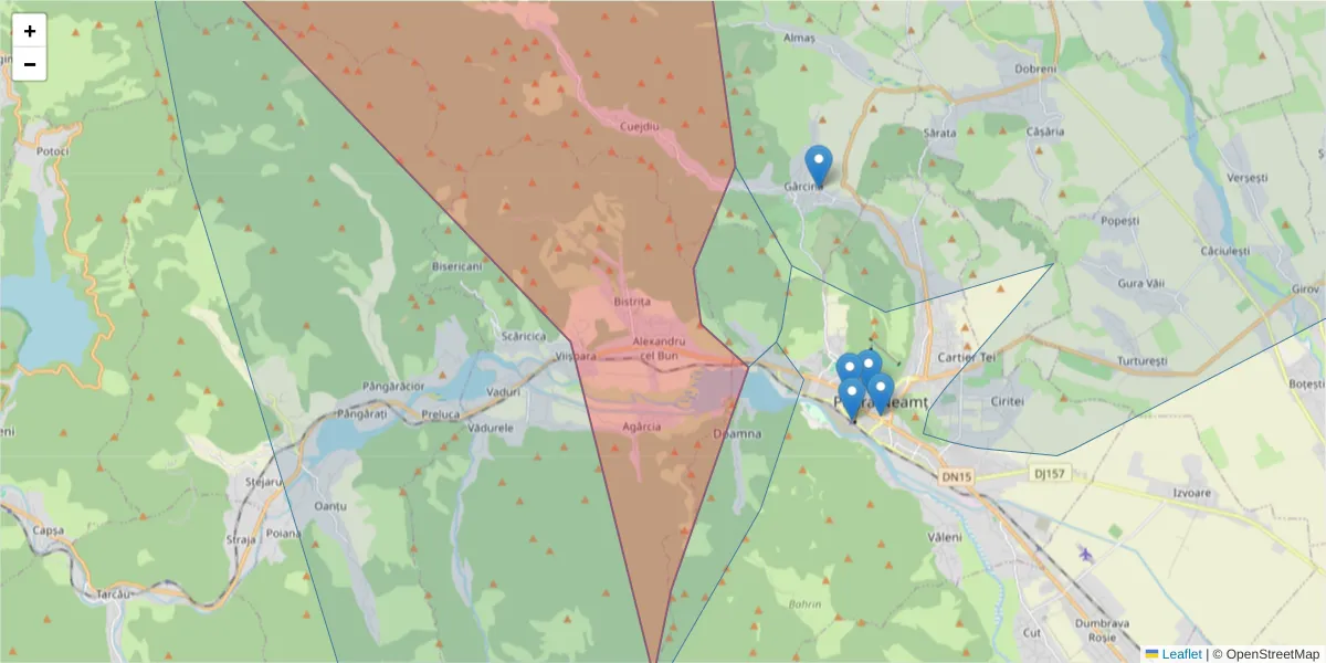 Hartă a codului poștal  și a codurilor poștale învecinate