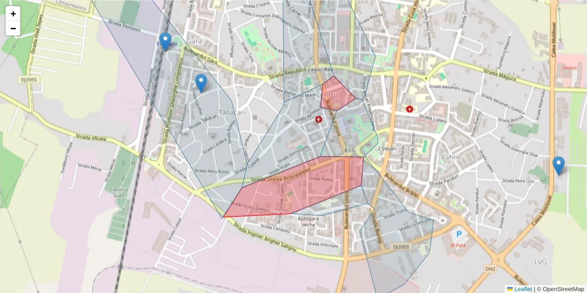 Hartă a codului poștal  și a codurilor poștale învecinate