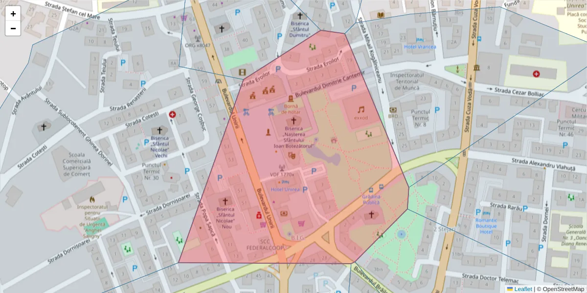 Hartă a codului poștal  și a codurilor poștale învecinate