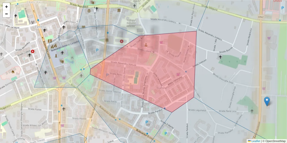 Hartă a codului poștal  și a codurilor poștale învecinate