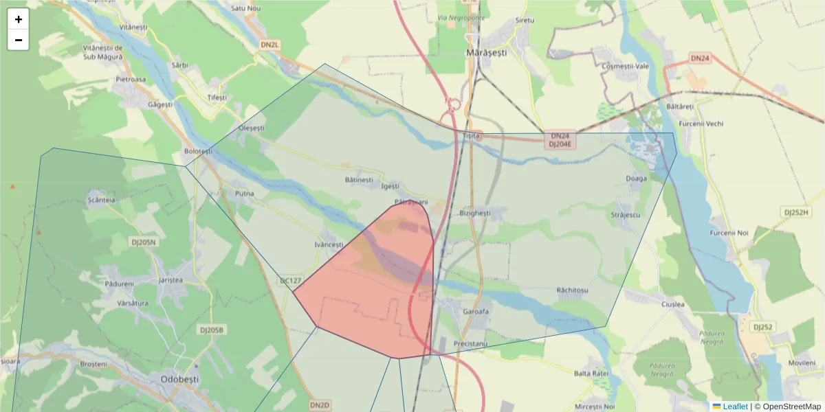 Hartă a codului poștal  și a codurilor poștale învecinate