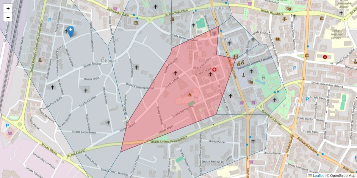 Hartă a codului poștal  și a codurilor poștale învecinate