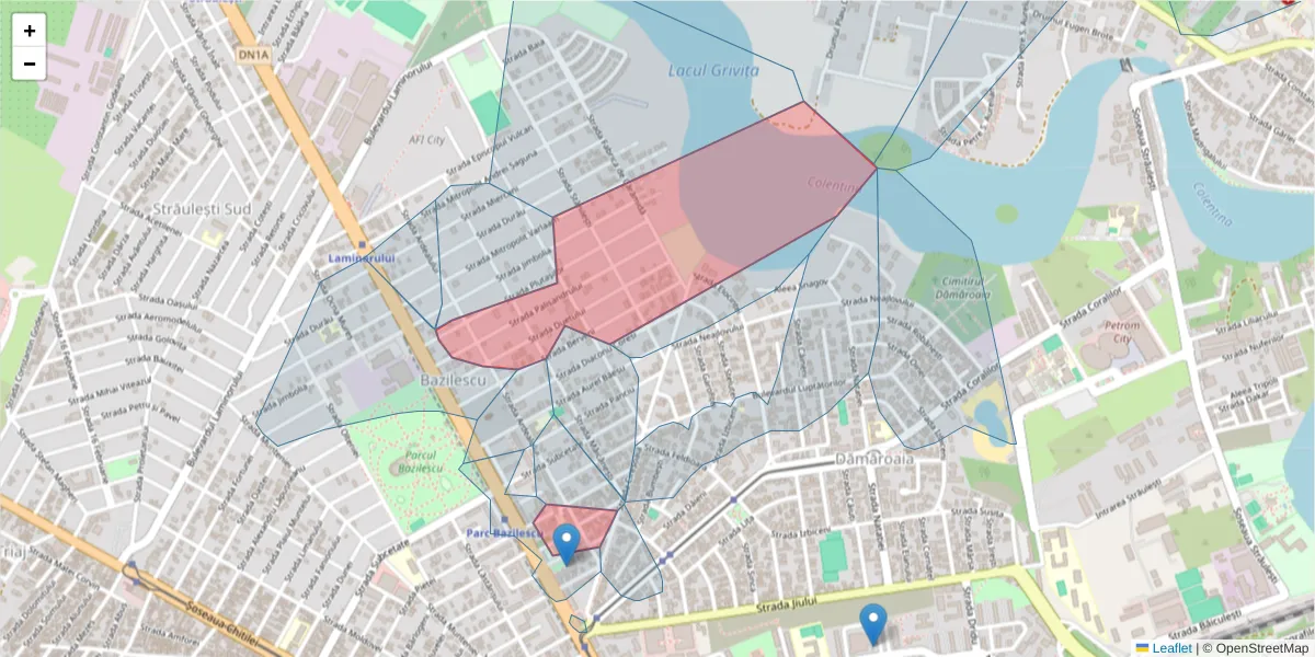 Hartă a codului poștal  și a codurilor poștale învecinate