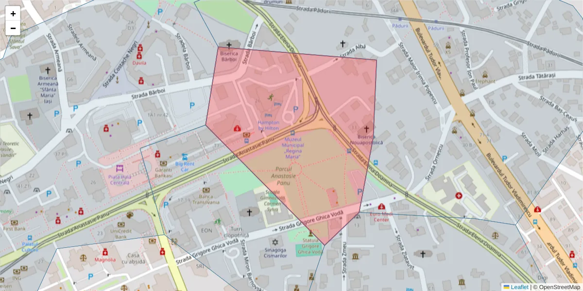 Hartă a codului poștal  și a codurilor poștale învecinate