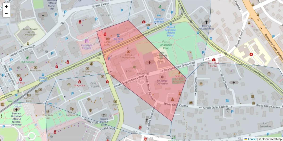 Hartă a codului poștal  și a codurilor poștale învecinate