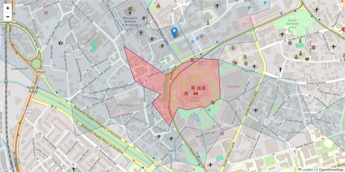 Hartă a codului poștal  și a codurilor poștale învecinate
