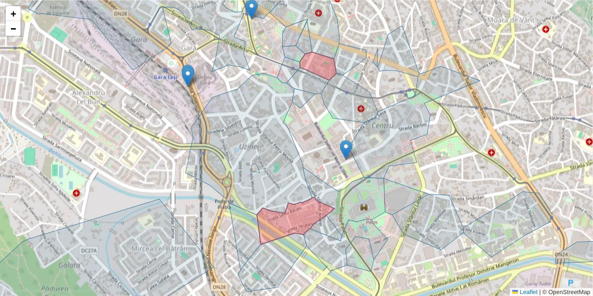 Hartă a codului poștal  și a codurilor poștale învecinate