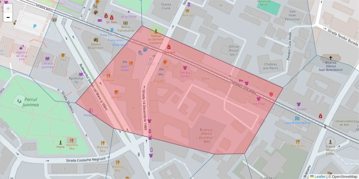 Hartă a codului poștal  și a codurilor poștale învecinate