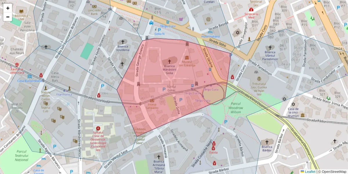 Hartă a codului poștal  și a codurilor poștale învecinate