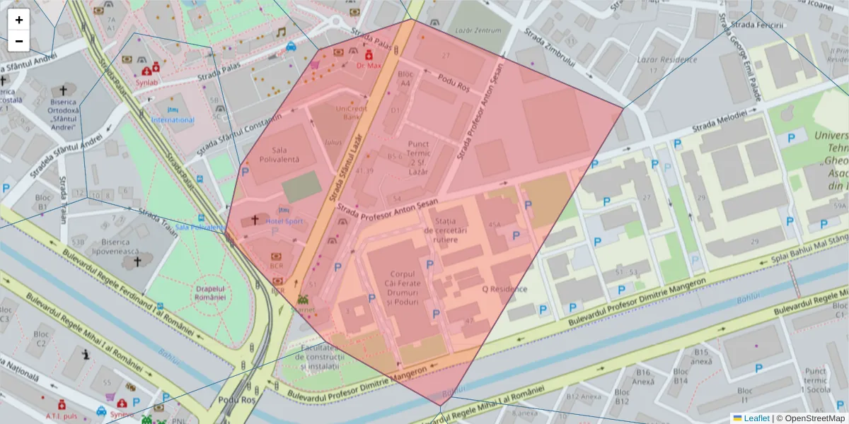 Hartă a codului poștal  și a codurilor poștale învecinate