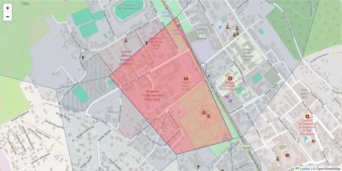Hartă a codului poștal  și a codurilor poștale învecinate