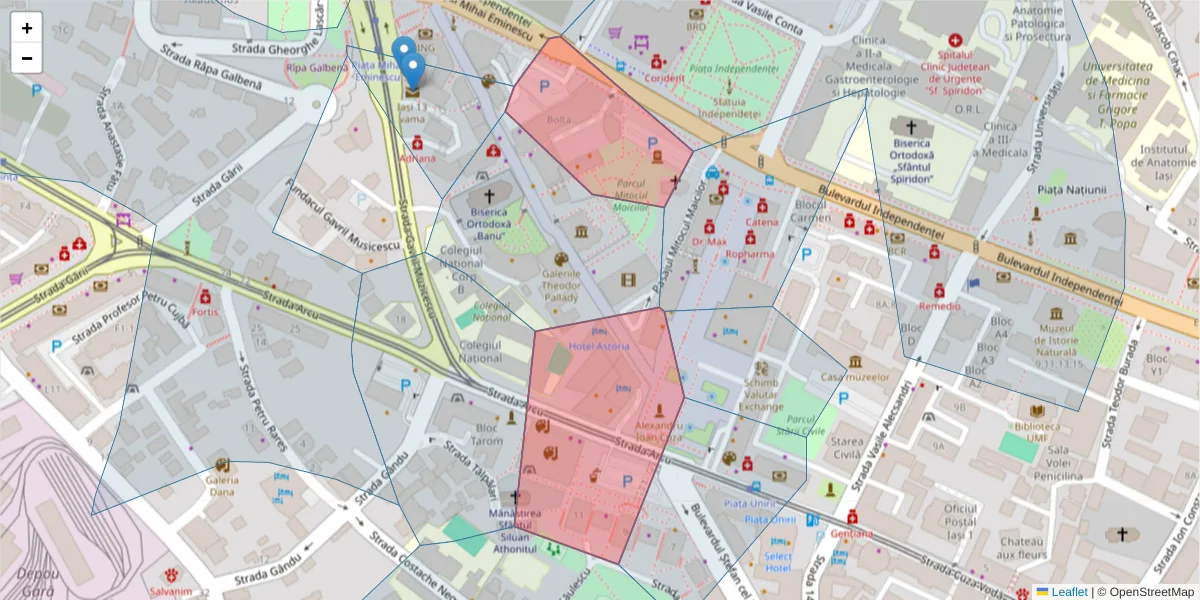 Hartă a codului poștal  și a codurilor poștale învecinate