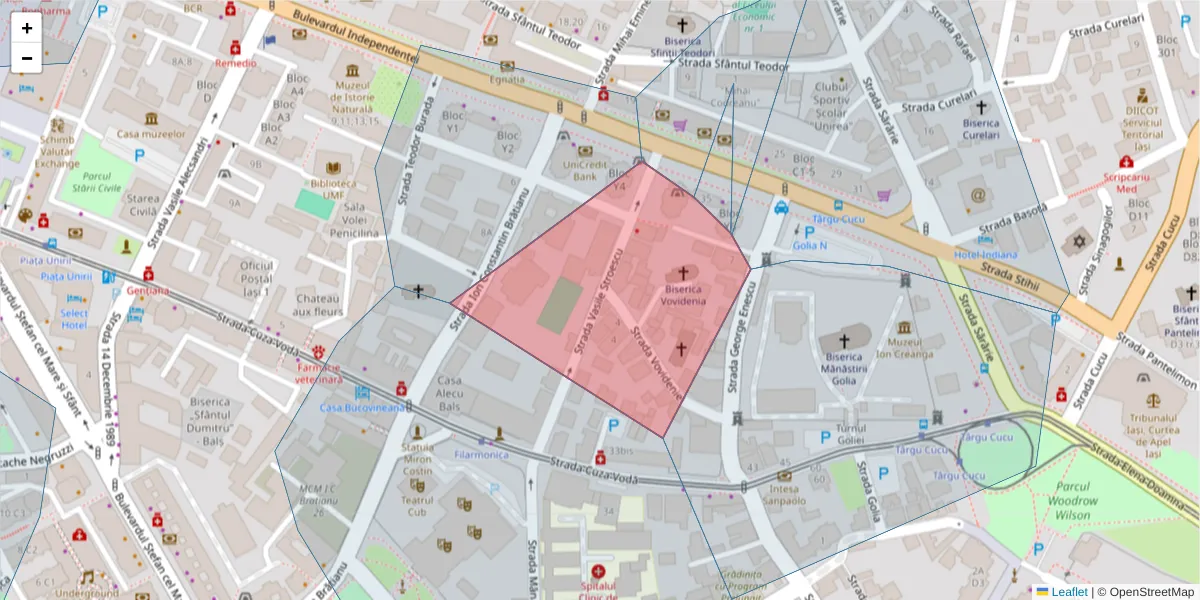 Hartă a codului poștal  și a codurilor poștale învecinate