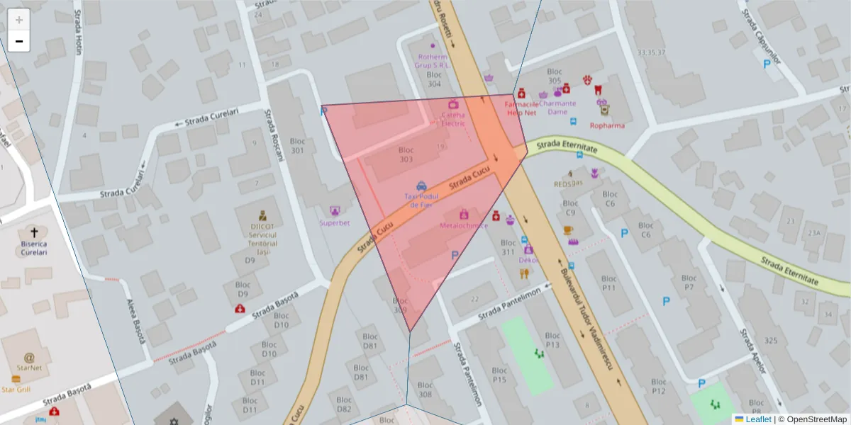 Hartă a codului poștal  și a codurilor poștale învecinate