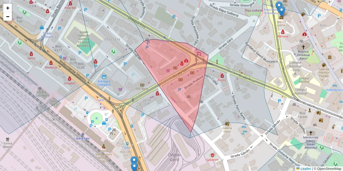 Hartă a codului poștal  și a codurilor poștale învecinate