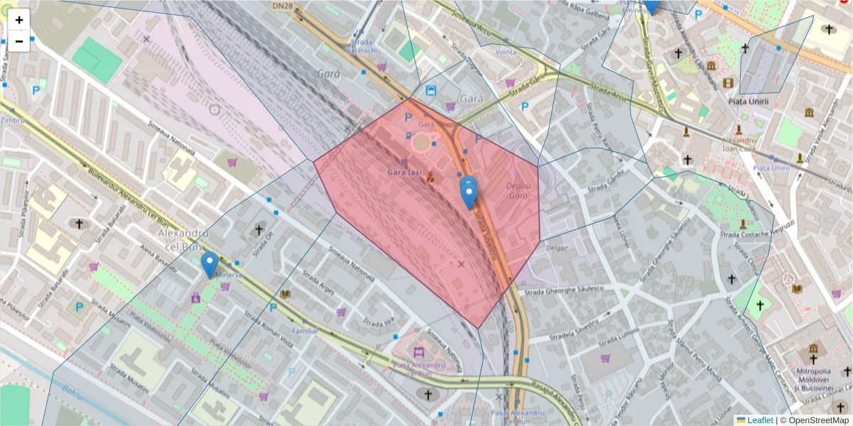 Hartă a codului poștal  și a codurilor poștale învecinate