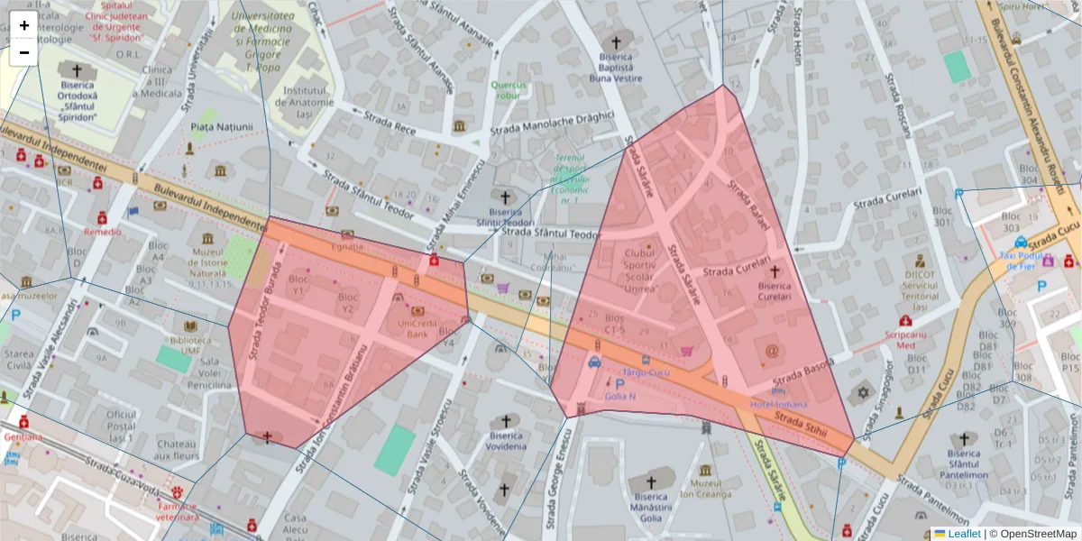 Hartă a codului poștal  și a codurilor poștale învecinate