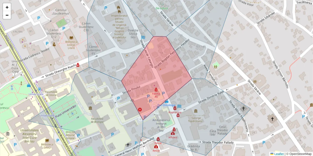 Hartă a codului poștal  și a codurilor poștale învecinate