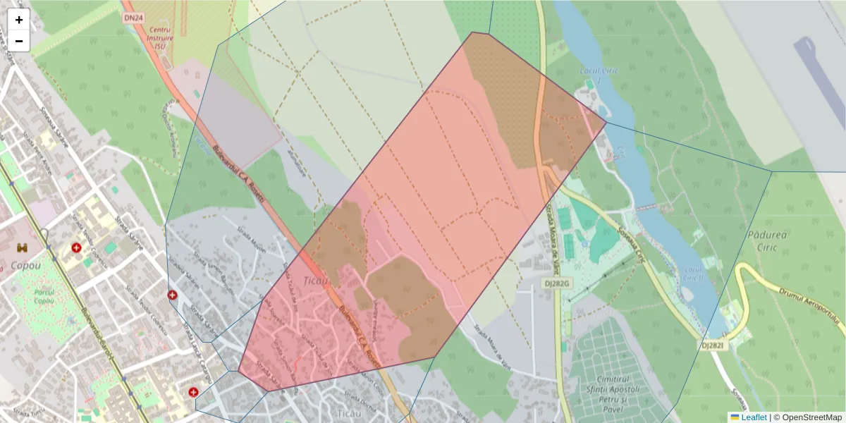 Hartă a codului poștal  și a codurilor poștale învecinate