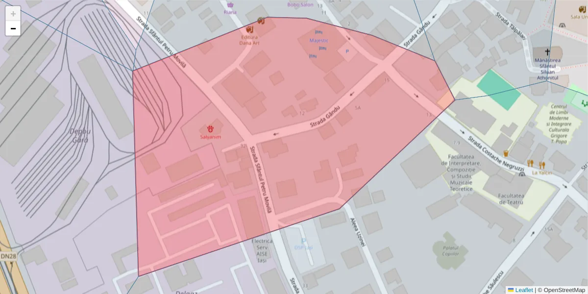 Hartă a codului poștal  și a codurilor poștale învecinate