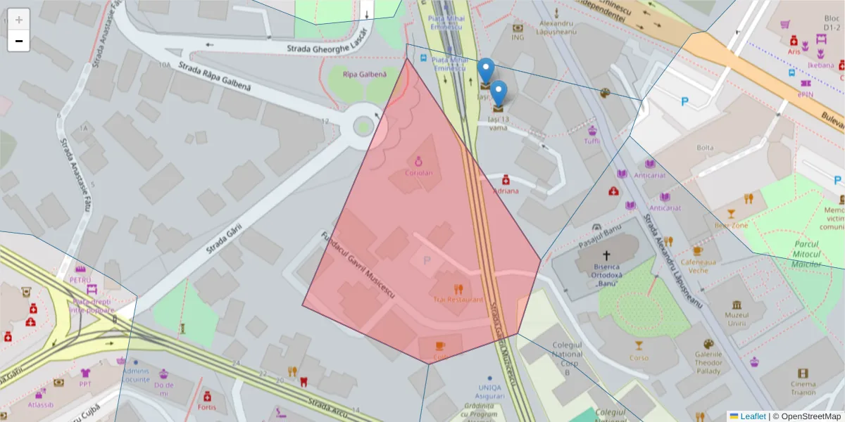 Hartă a codului poștal  și a codurilor poștale învecinate