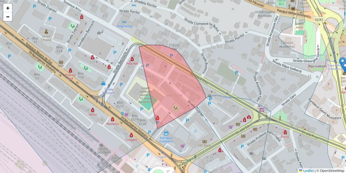 Hartă a codului poștal  și a codurilor poștale învecinate