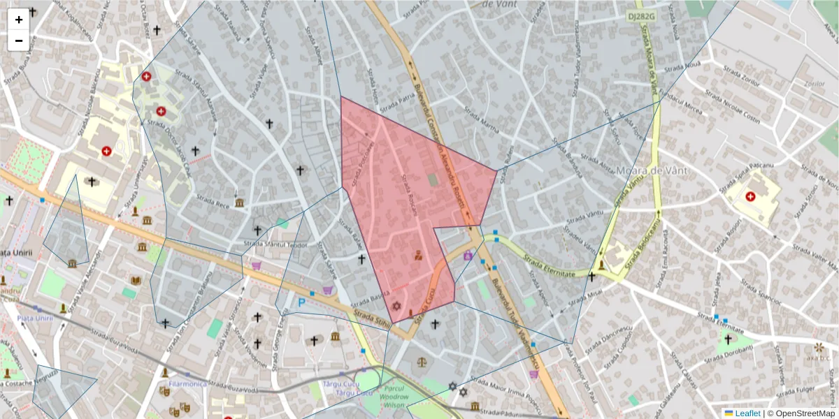 Hartă a codului poștal  și a codurilor poștale învecinate