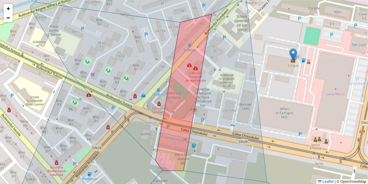 Hartă a codului poștal  și a codurilor poștale învecinate