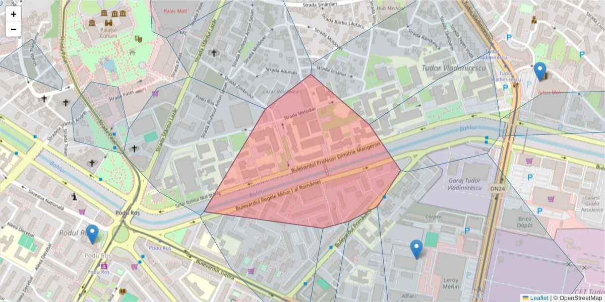 Hartă a codului poștal  și a codurilor poștale învecinate