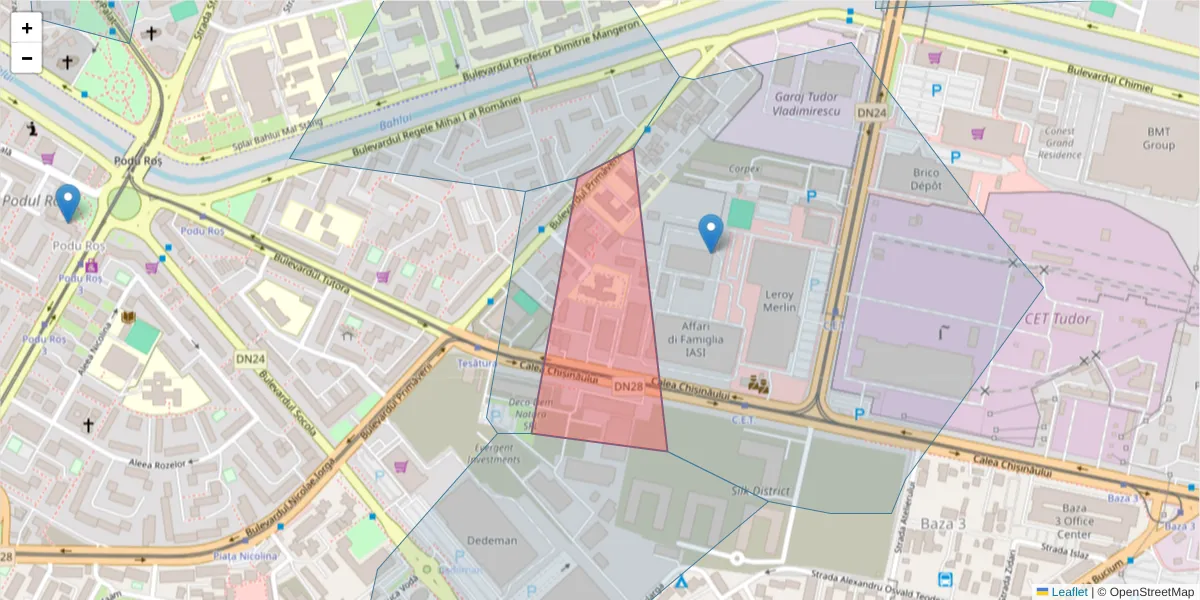 Hartă a codului poștal  și a codurilor poștale învecinate