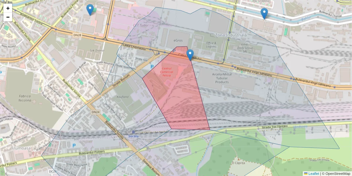 Hartă a codului poștal  și a codurilor poștale învecinate