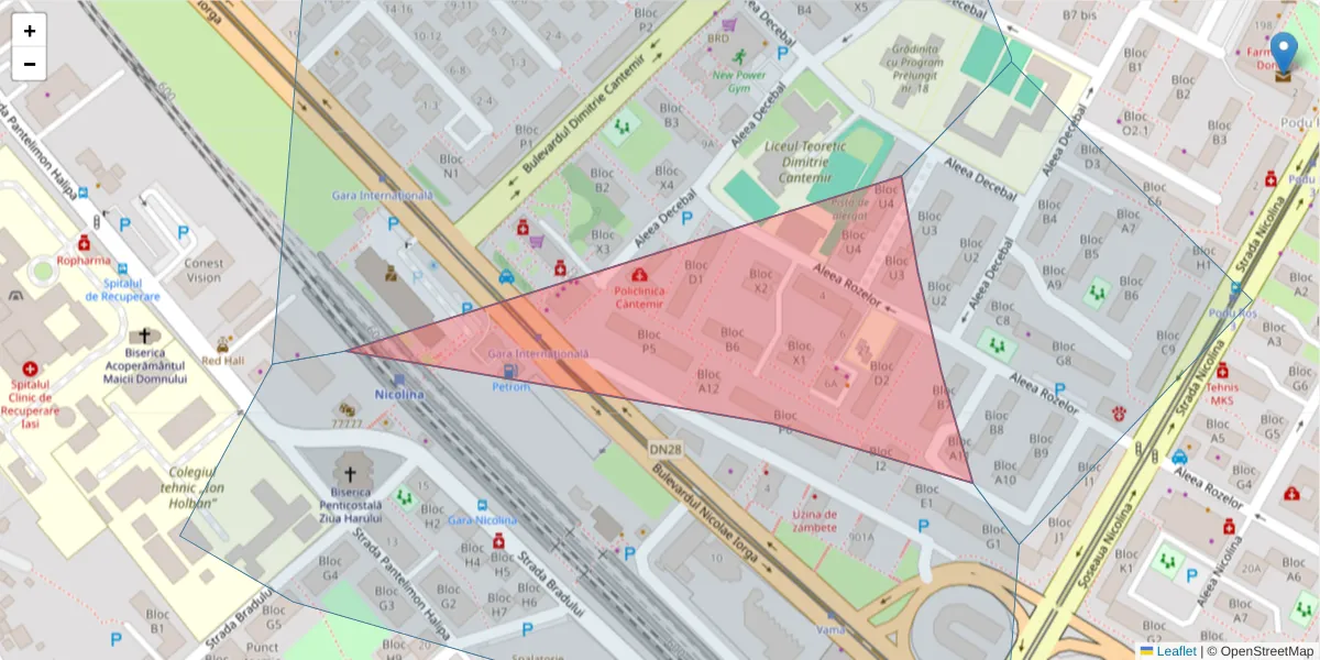 Hartă a codului poștal  și a codurilor poștale învecinate