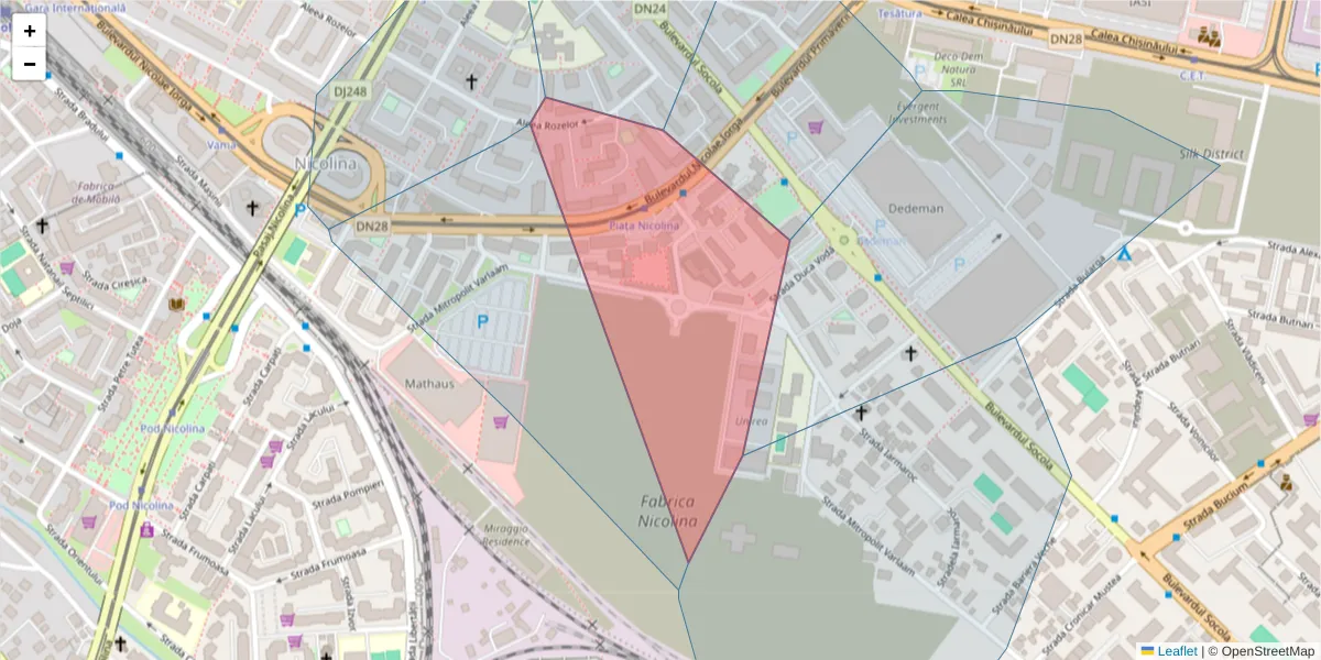 Hartă a codului poștal  și a codurilor poștale învecinate